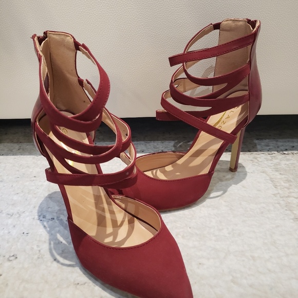 Red leather/suede ladies pump - Picture 5 of 5